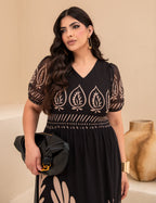 Vestido Longo Estampa Barrado Preto