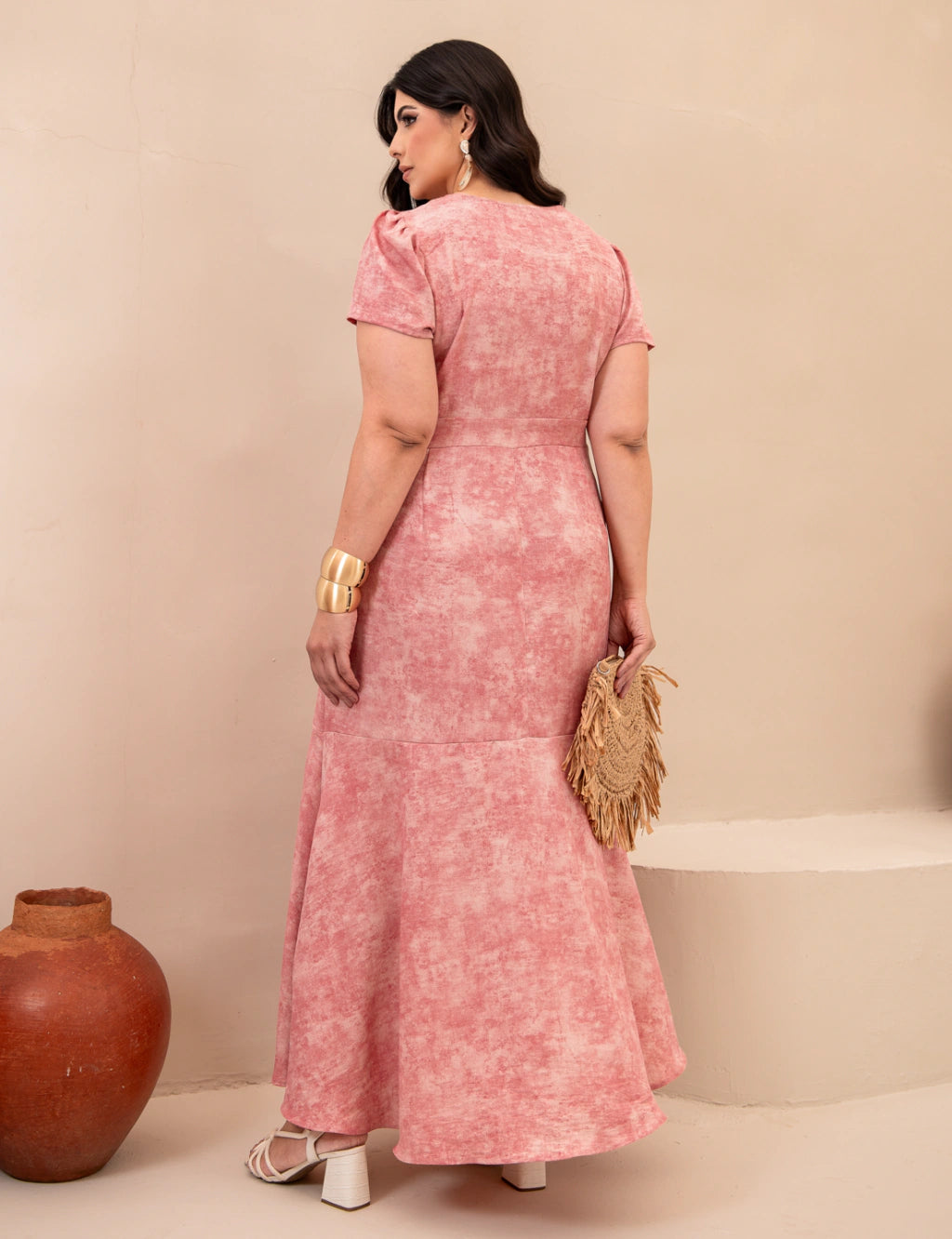 Vestido Longo Tai Dai Rosa