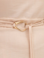 Vestido Longo Com Fivela Bege