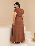 Vestido Longo Com Fivela Marrom