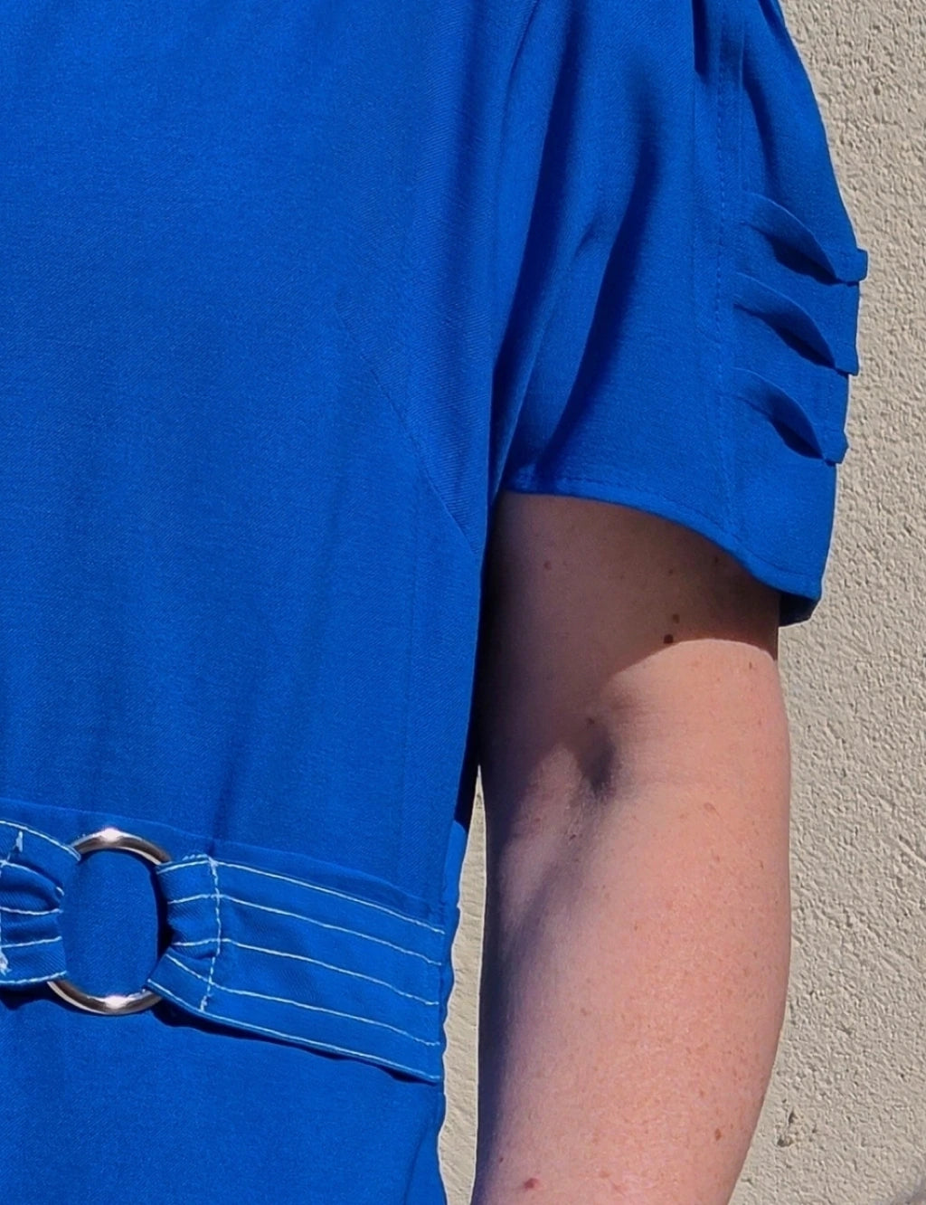 Vestido Midi Com Cinto Argola Azul