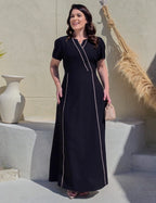 Vestido Longo Com Vivo Frente Preto