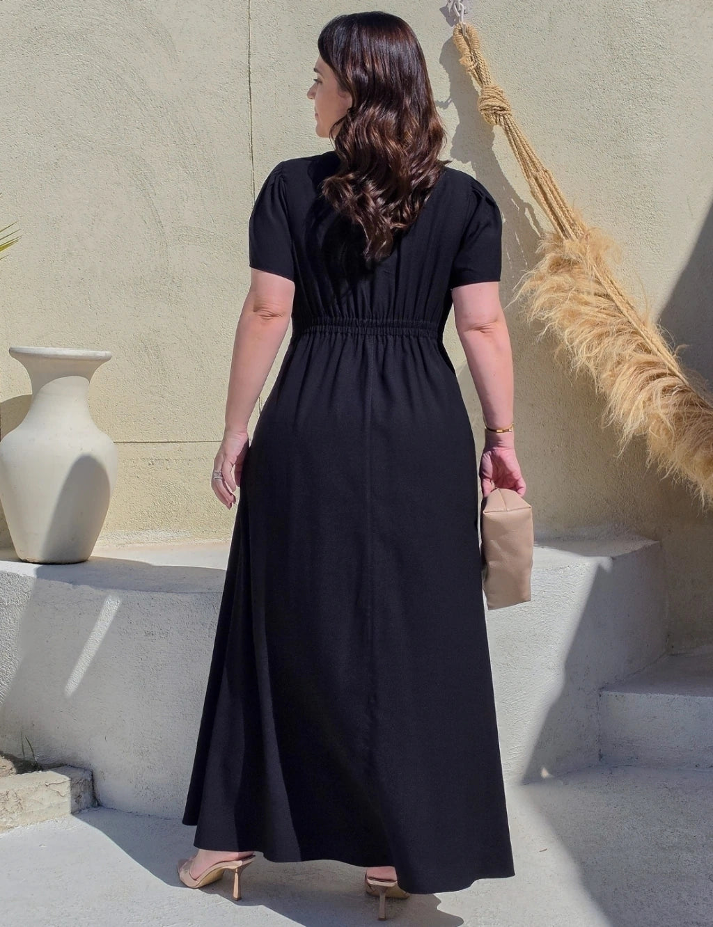 Vestido Longo Com Vivo Frente Preto