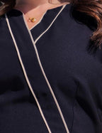 Vestido Longo Com Vivo Frente Preto