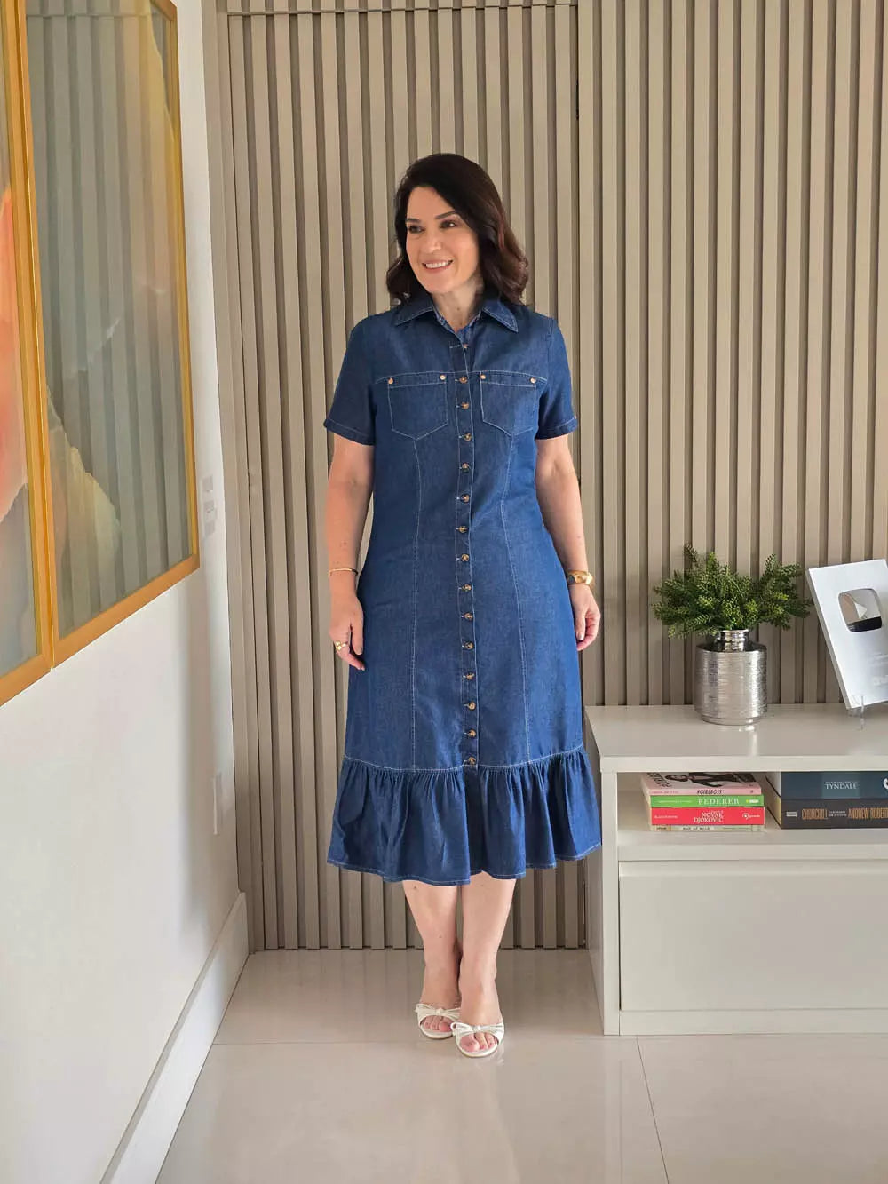 CHEMISE COM RECORTES E BABADO